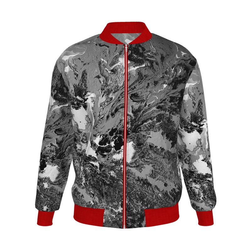 Superficial - Bomber Jacket - B&W w/Red Stitch