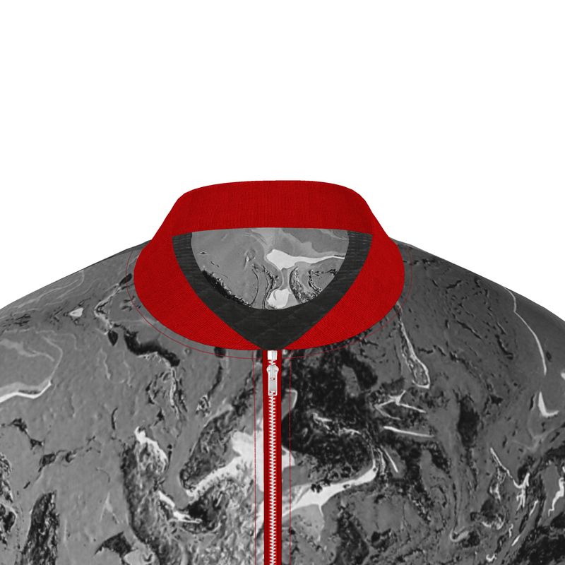 Superficial - Bomber Jacket - B&W w/Red Stitch
